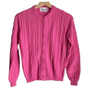 Vintage Deans of Scotland Pink Button Up Cardigan Sweater